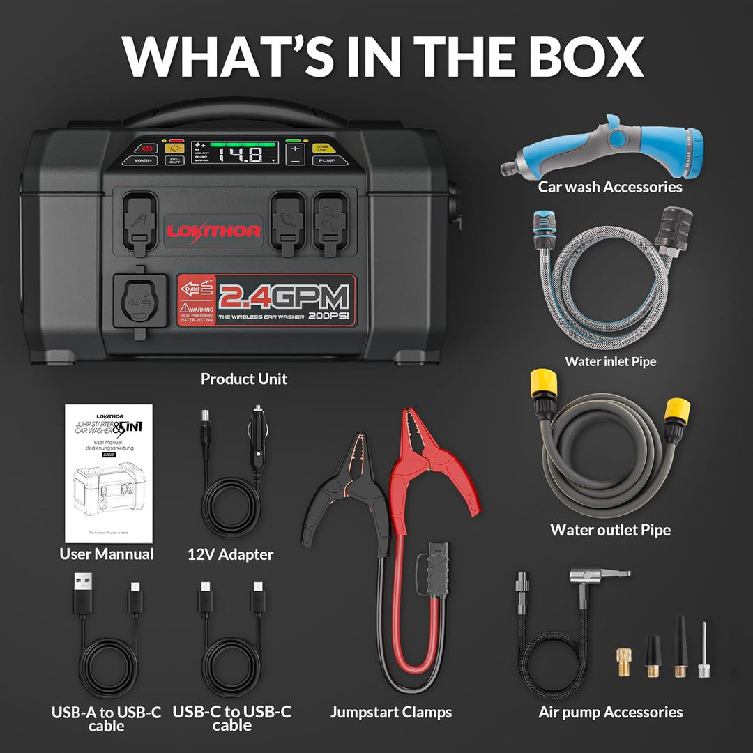 AW401 Jump Starter with Pressure Washer Air Compressor 2500Amp