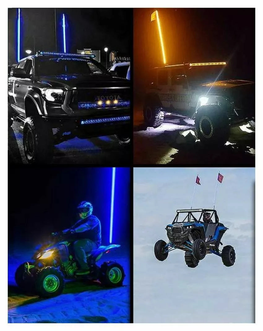 LED Whip w Flag - Threaded Base