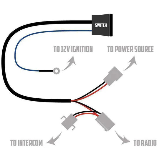 Radio/Intercom Install Harness w/ Rocker Switch - Topspeed