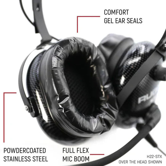 H22 STX STEREO OVER THE HEAD (OTH) HEADSET FOR STEREO INTERCOM - CARBON FIBER, Each 1039374005779 - Topspeed