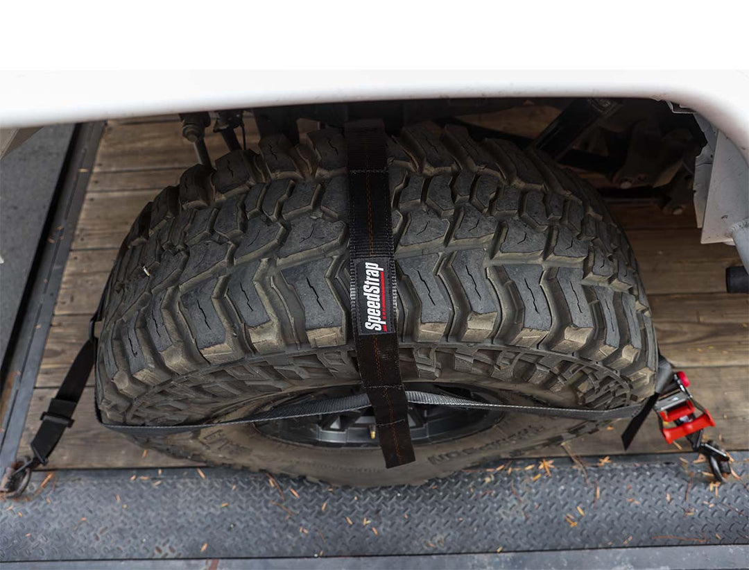 (PRP) (UTV28) Tie-Down Straps, SpeedStrap, Heavy-Duty, Tire Bonnets, Ratchet, Twisted Snap Hooks, 2 in. Width, Black, SpeedWraps, Storage Bag, Kit