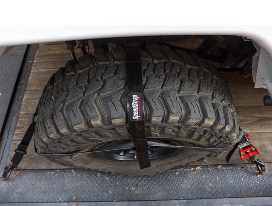 (PRP) (UTV28) Tie-Down Straps, SpeedStrap, Heavy-Duty, Tire Bonnets, Ratchet, Twisted Snap Hooks, 2 in. Width, Black, SpeedWraps, Storage Bag, Kit