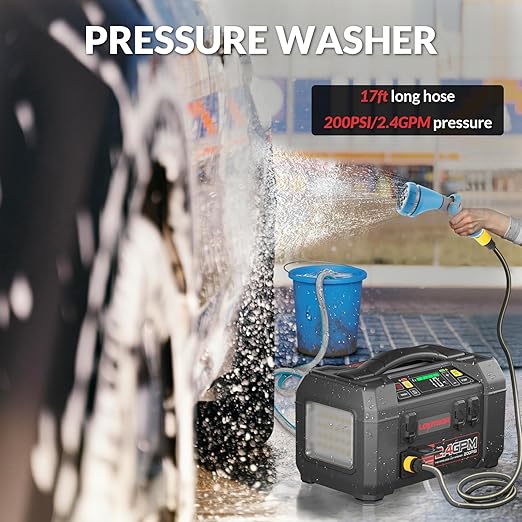 AW401 Jump Starter with Pressure Washer Air Compressor 2500Amp